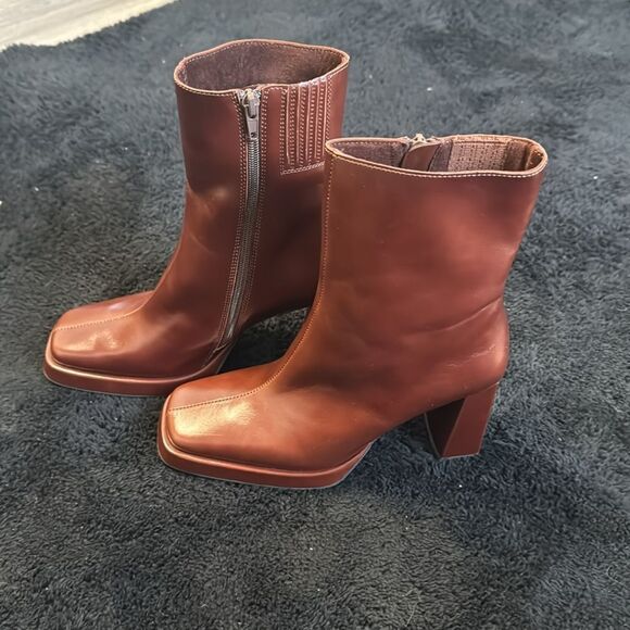 Sam Edelman Irie Patent Leather Booties Brown Copper Bronze Size 7 - Picture 5 of 7